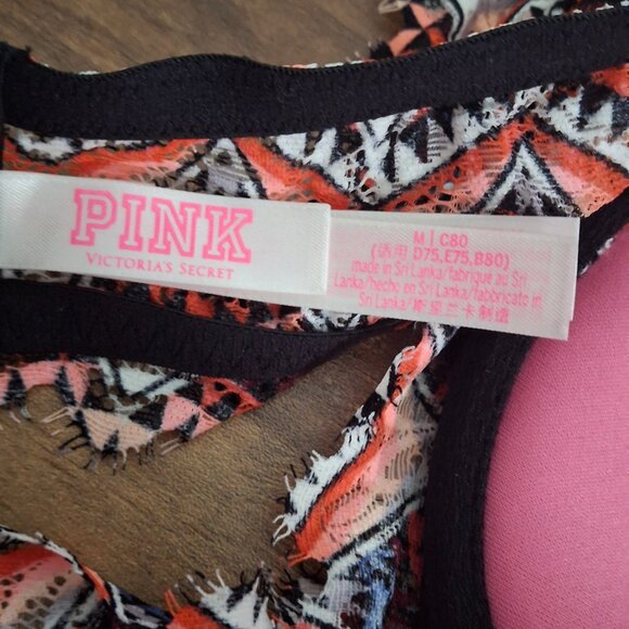 Victorias Secret PINK Medium Bralette Halter Geometric - Picture 6 of 6